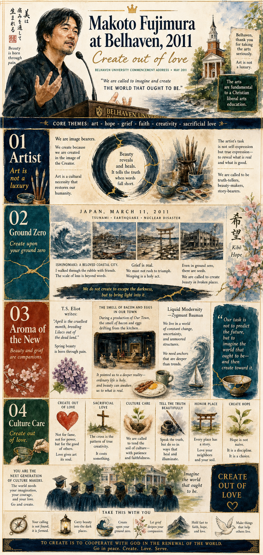 Makoto Fujimura's 2011 Belhaven University commencement address infographic