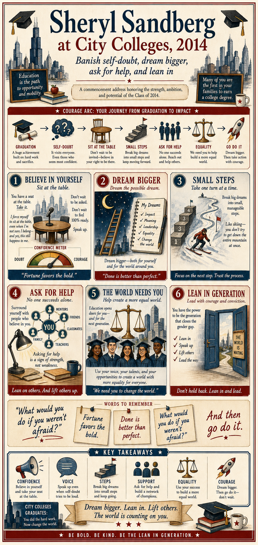 Sheryl Sandberg's 2014 City Colleges of Chicago commencement address infographic