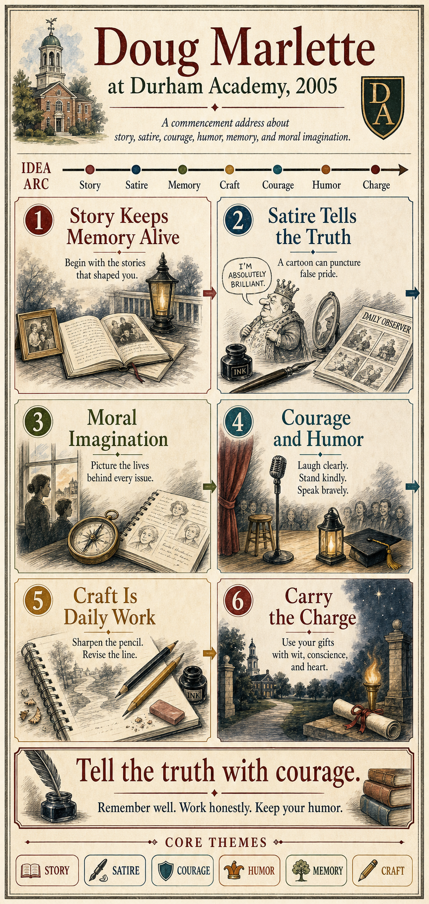 Doug Marlette's 2005 Durham Academy commencement address infographic