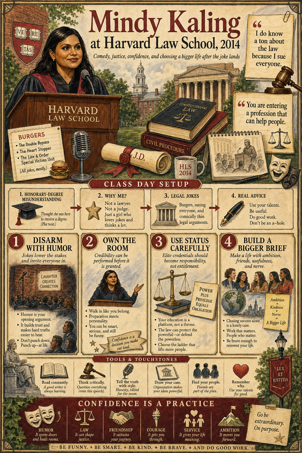 Mindy Kaling's 2014 Harvard Law School commencement address infographic