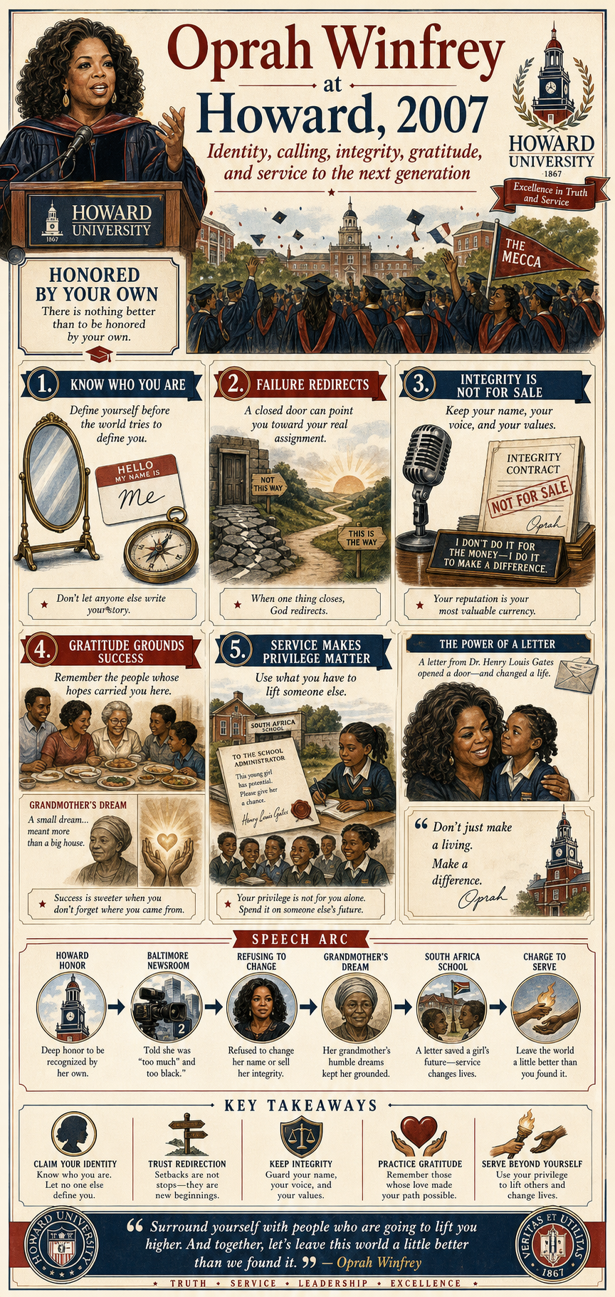 Oprah Winfrey's 2007 Howard University commencement address infographic
