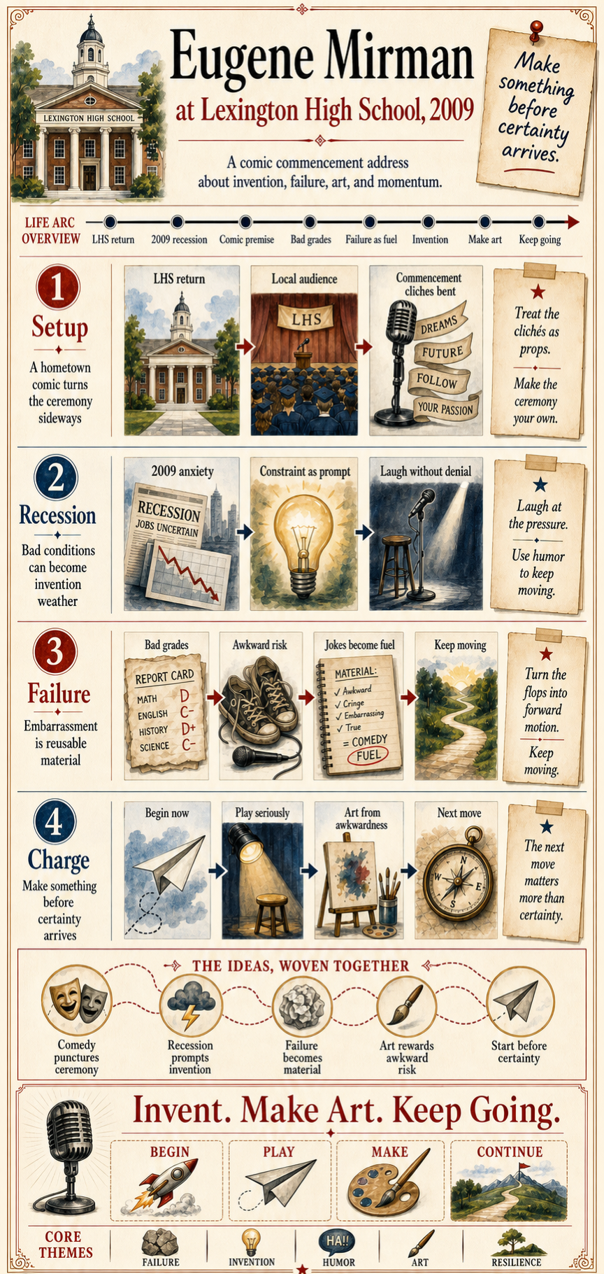 Eugene Mirman's 2009 Lexington High School commencement address infographic
