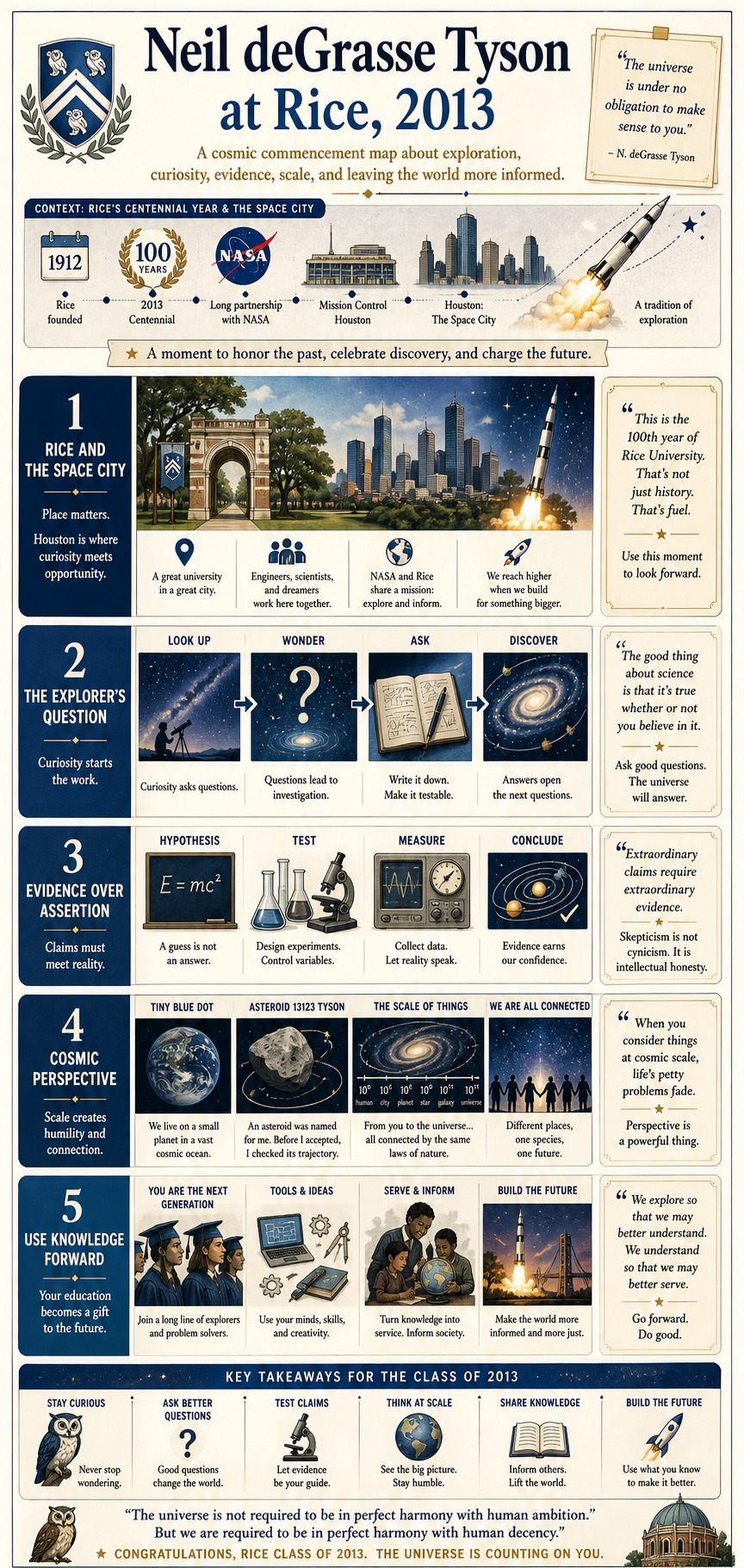 Neil deGrasse Tyson's 2013 Rice University commencement address infographic