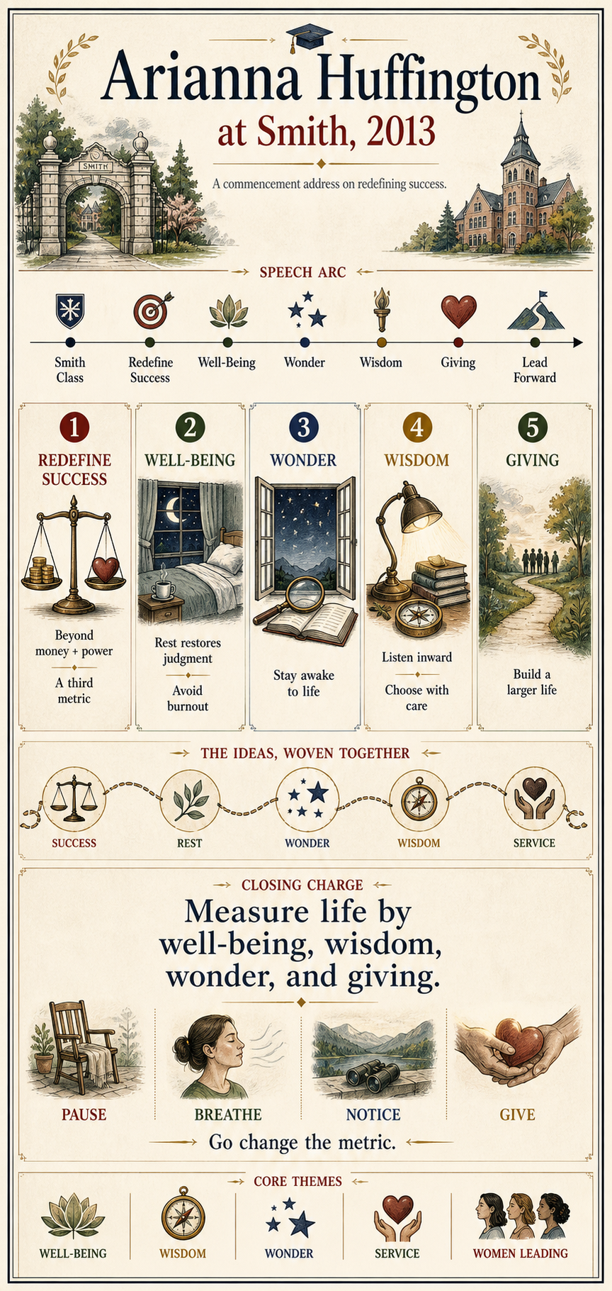 Arianna Huffington's 2013 Smith College commencement address infographic