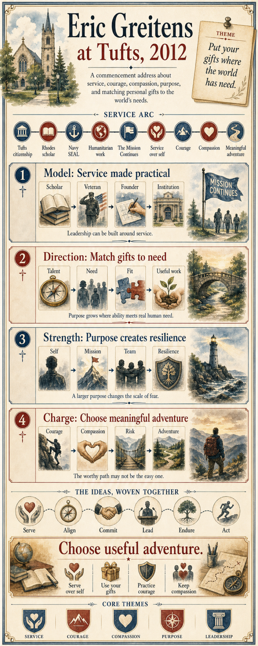 Eric Greitens's 2012 Tufts University commencement address infographic