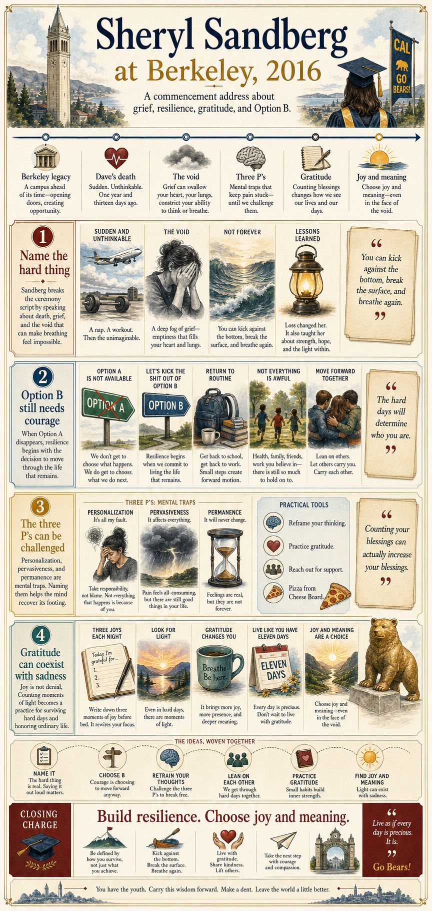 Sheryl Sandberg's 2016 University of California, Berkeley commencement address infographic