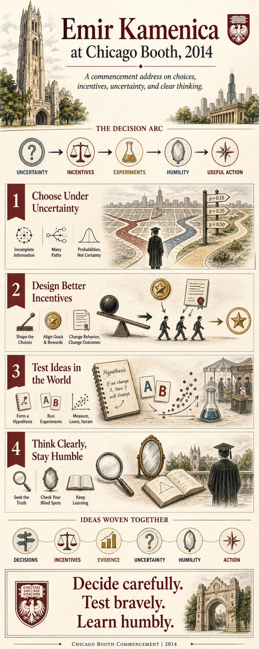 Emir Kamenica's 2014 University of Chicago, Booth School of Business commencement address infographic