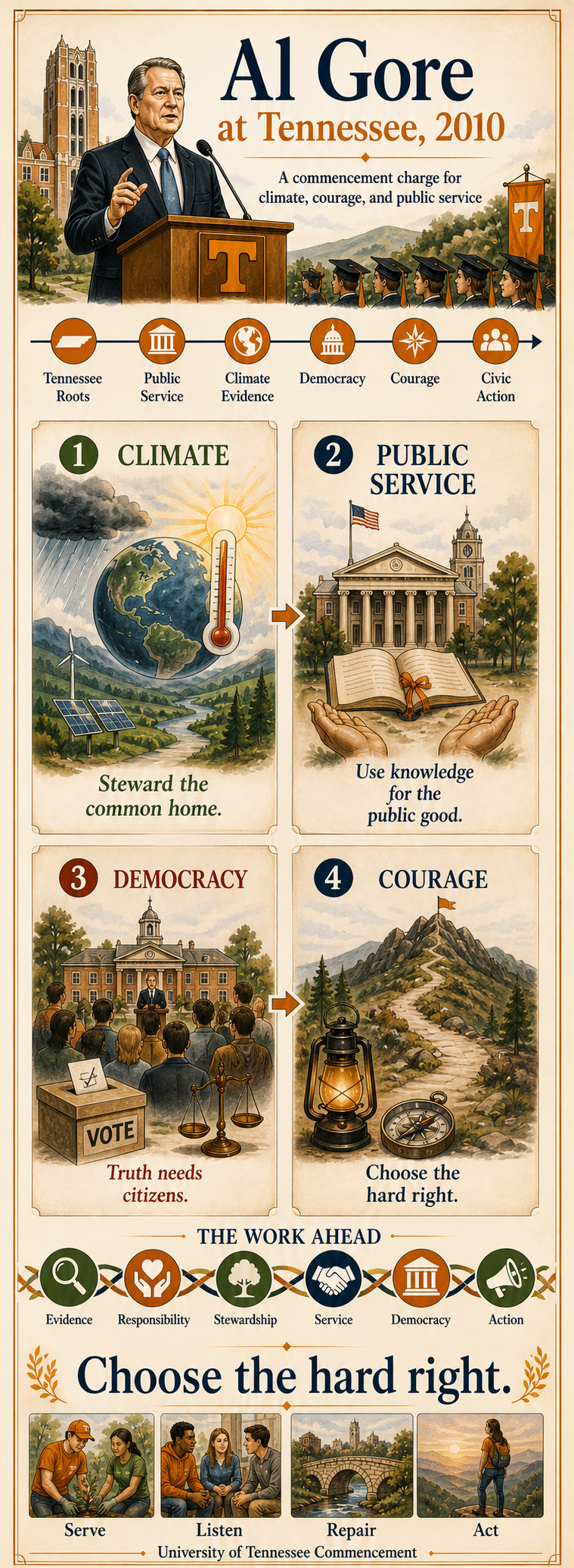 Al Gore's 2010 University of Tennessee commencement address infographic