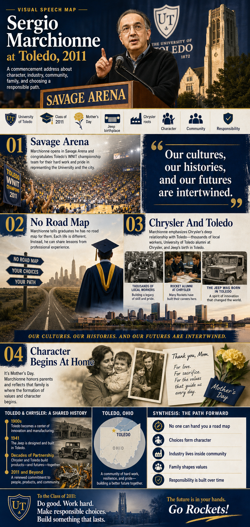 Sergio Marchionne's 2011 University of Toledo commencement address infographic
