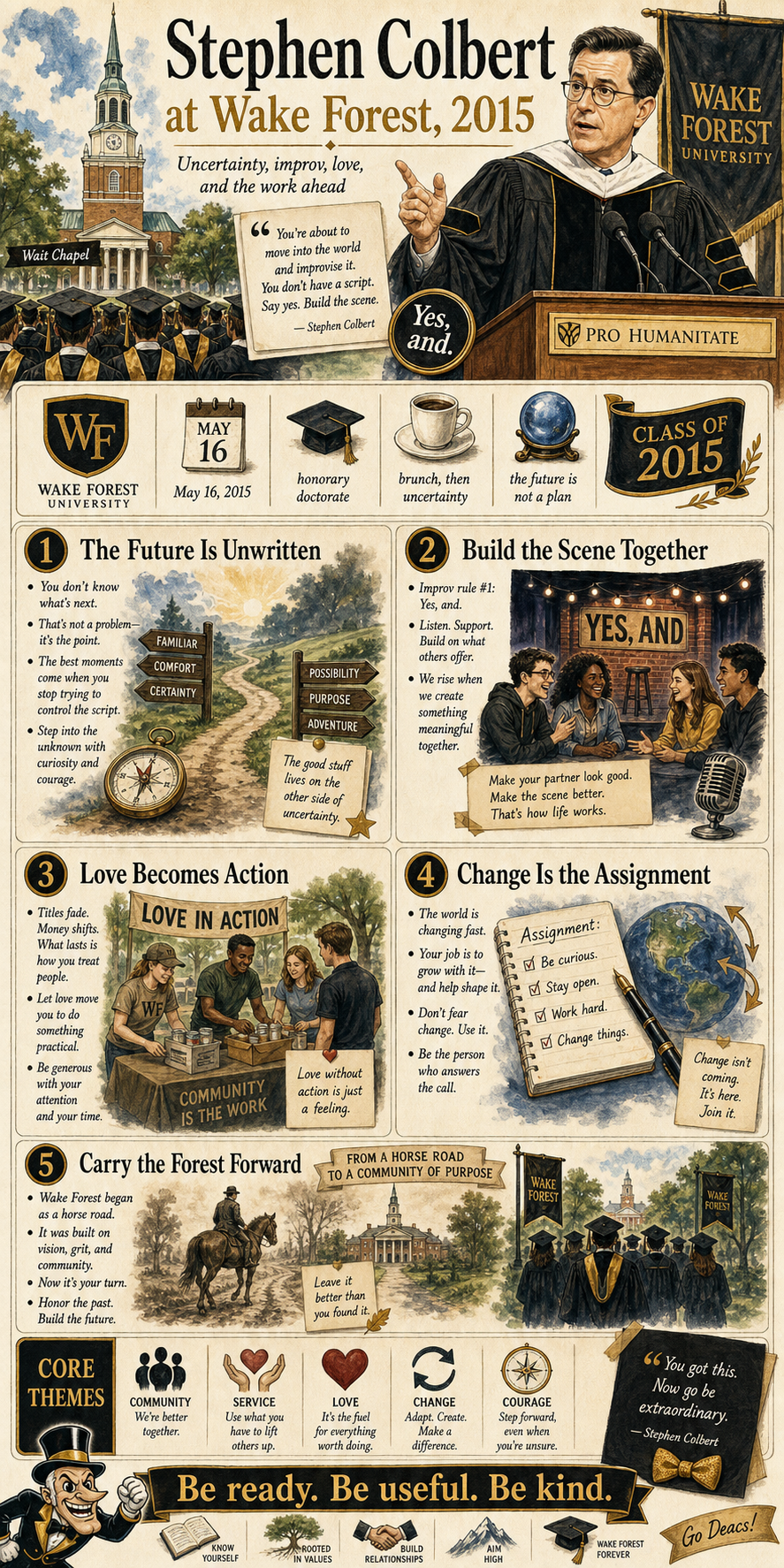 Stephen Colbert's 2015 Wake Forest University commencement address infographic