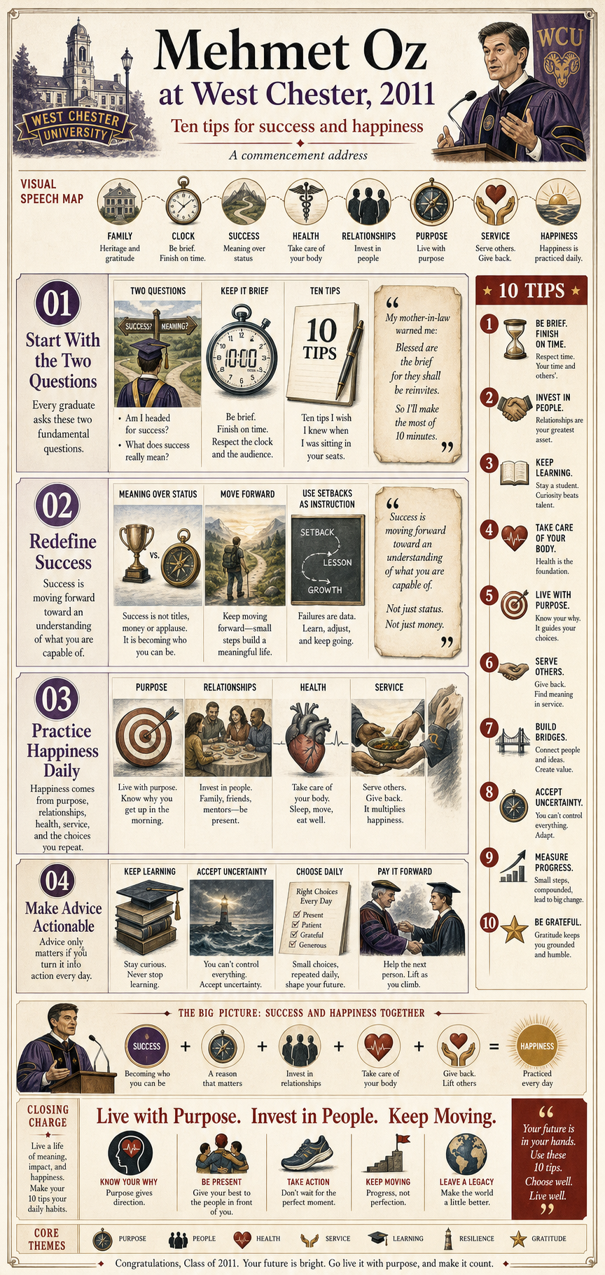 Mehmet Oz's 2011 West Chester University of Pennsylvania commencement address infographic