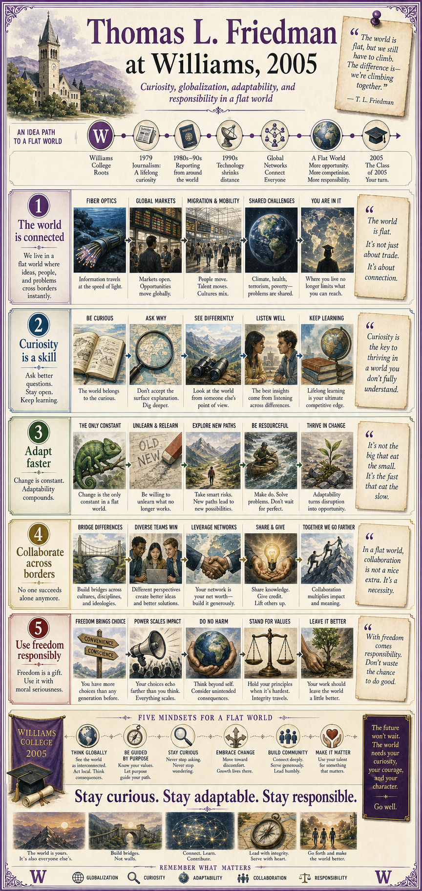 Thomas L. Friedman's 2005 Williams College commencement address infographic